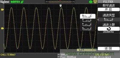 1KHz信號 ，打開數字濾波，測量值為1KHz